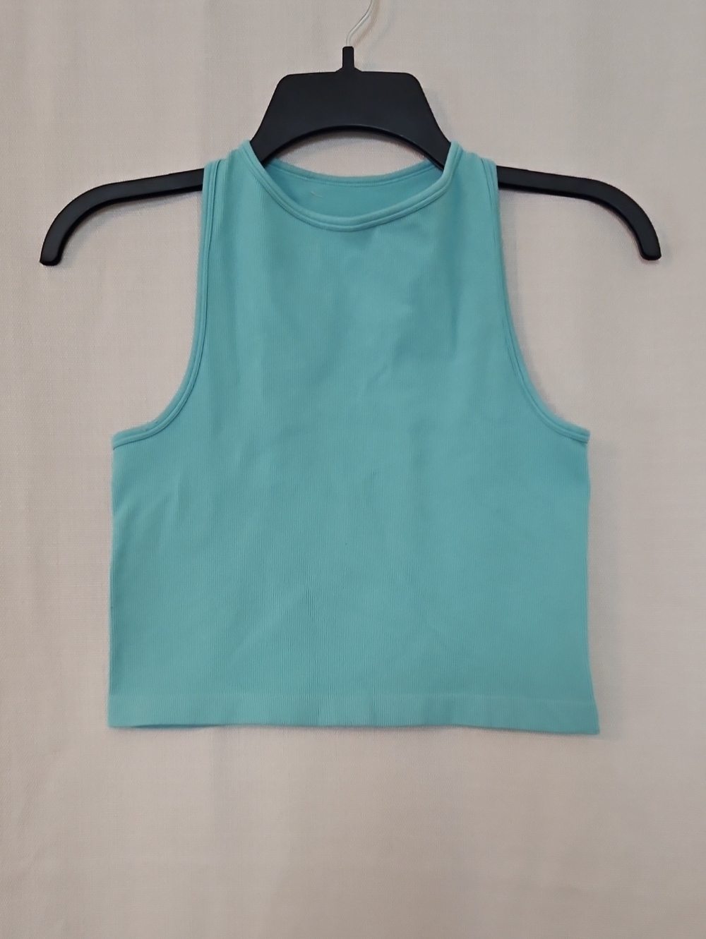 Intimately By Free People Sleeveless High-Neck Cropped Tank Top in Aqua Blue